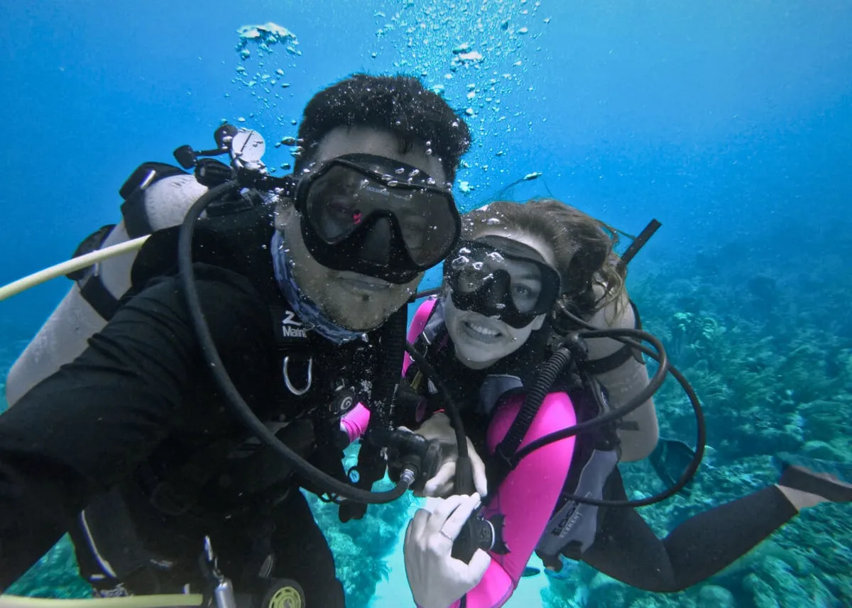 Two divers underwater