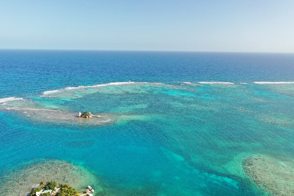 Aerial view of the Belize Barrier Reef